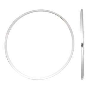 Focal, sterling silver, 40mm round square wire. Sold per pkg of 2.