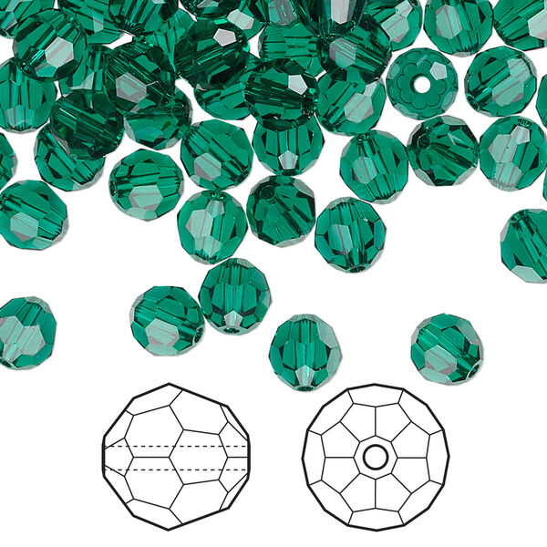 Bead 144pk emerald, Crystal Passions® 6mm round 5000 image number 0