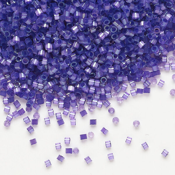 Seed bead, Delica®, glass, pkg/50g, #11 round, opaque silk satin inside dyed color purple (DB-1810). image number 0