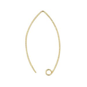 Ear wire 1pkg2 sterling silver, 33mm diamond-cut marquise / open loop, 21 gauge "vermeil" 1 pair