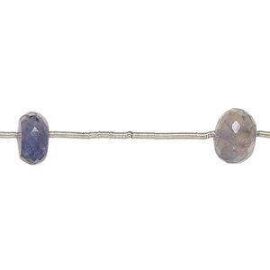 Iolite 1pkg5, hand-cut faceted rondelle bead natural 8x4mm-11x8mm