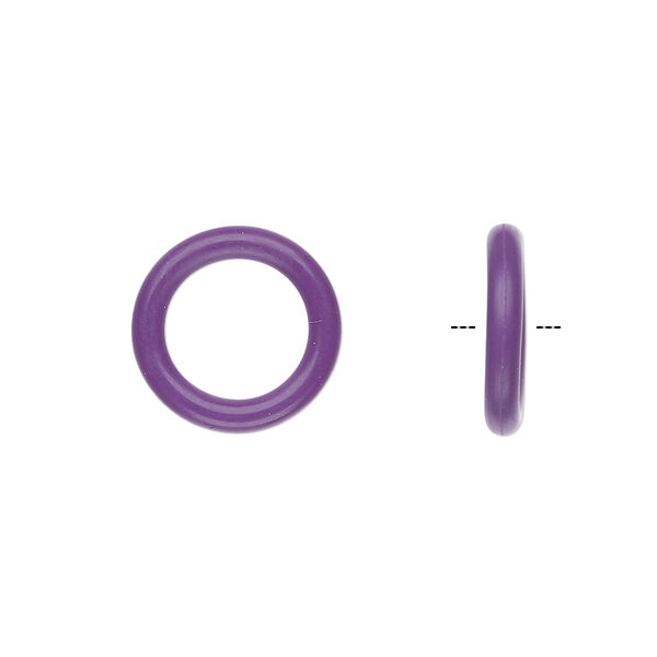 Component, Oh! Ring™, silicone, purple, 15mm round with 10mm hole. Sold per pkg of 100. image number 0