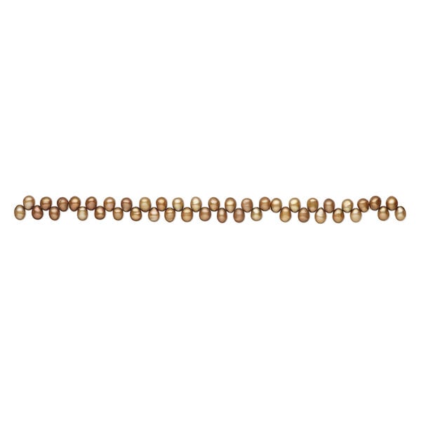 Freshwater pearl 1pkg1, top-drilled rice, 15.5-16 inch golden copper / light copper 7x6mm-9x7mm cultured image number 1