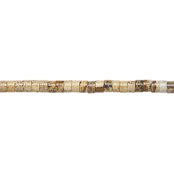 Bead, picture jasper (natural), 3x1.5mm-3x2.5mm heishi, B grade, Mohs hardness 6-1/2 to 7. Sold per 16-inch strand. image number 0