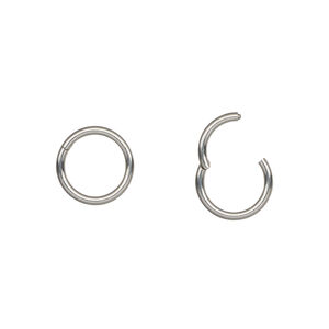 Earring hoop 1pkg2 titanium, 10.5mm round / hinged / endless, 16 gauge 1 pair