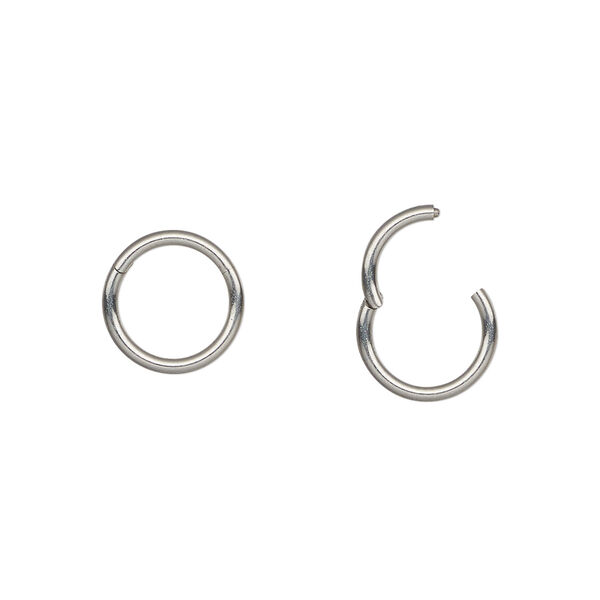 Earring hoop 1pkg2 titanium, 10.5mm round / hinged / endless, 16 gauge 1 pair image number 0