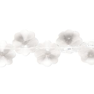 Bead, glass, clear, 12mm top-drilled faceted flower. Sold per 15-inch strand.