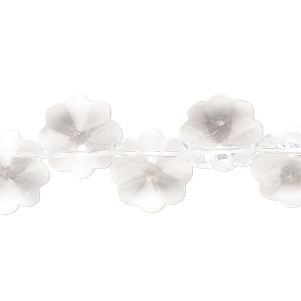 Bead, glass, clear, 12mm top-drilled faceted flower. Sold per 15-inch strand. image number 0