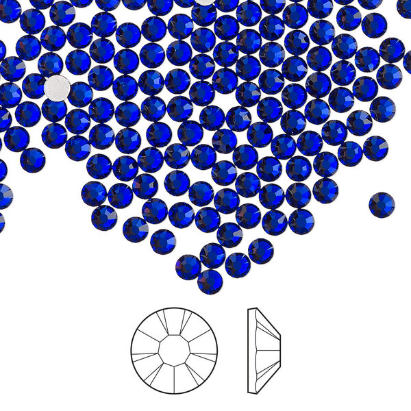 Flat back 144pk cobalt blue foil back, Preciosa MAXIMA Czech crystal hotfix rhinestone 2.7-2.9mm chaton rose round SS10 image number 0
