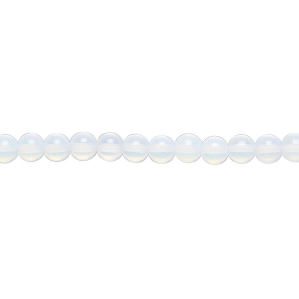 Bead, sea "opal" (glass), translucent to semitranslucent, 4mm round. Sold per 15-1/2" to 16" strand. image number 0