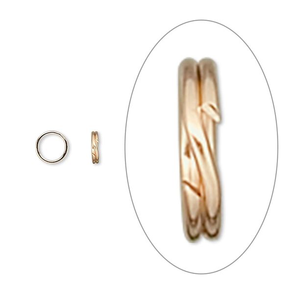 Split ring, 14Kt gold-filled, 4.85mm round, 0.04-inches thick. Sold per pkg of 10. image number 0