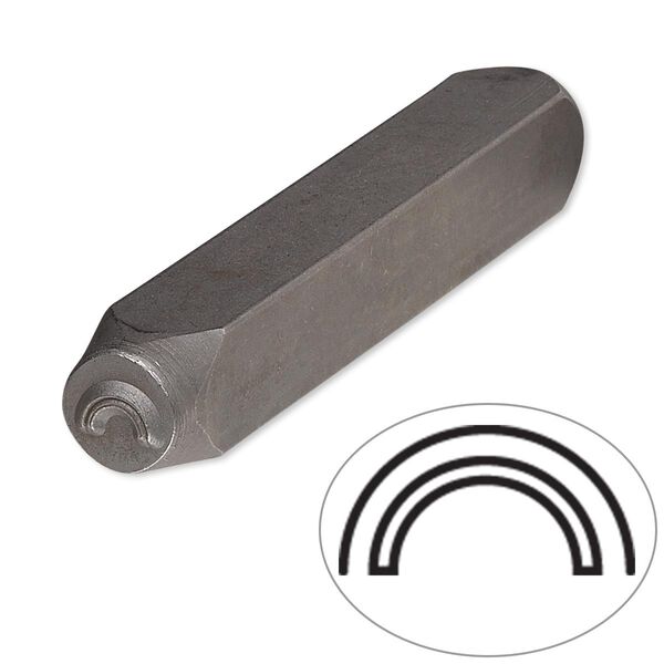Stamp punch, tempered chrome vanadium steel, 6x4mm rainbow, 2-3/4 x 3/8 inches. Sold individually. image number 0