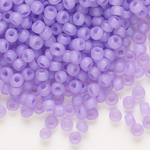 Seed bead, Dyna-Mites™, glass, translucent matte inside color lilac, #6 round. Sold per 40-gram pkg. image number 0