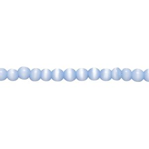 Bead, cat's eye glass (fiber optic glass), blue, 3-4mm uneven round. Sold per 15-inch strand, approximately 115 beads.