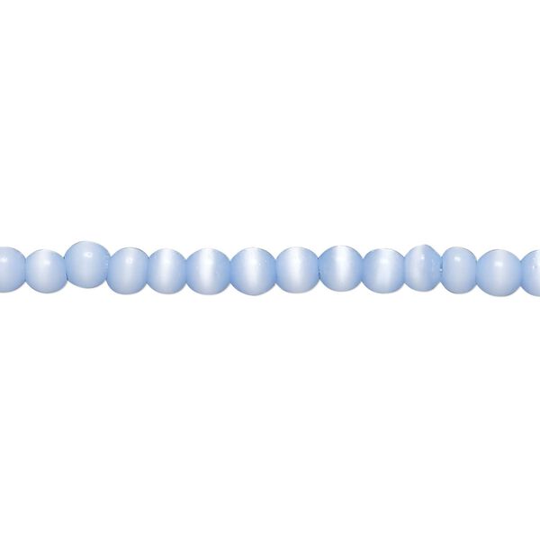 Bead, cat's eye glass (fiber optic glass), blue, 3-4mm uneven round. Sold per 15-inch strand, approximately 115 beads. image number 0