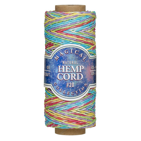 Cord, Hemptique®, variegated polished hemp, unicorn, 1mm diameter, 20-pound test. Sold per 187-foot spool. image number 0