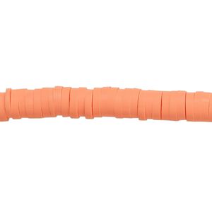 Bead, polymer clay, opaque orange, 6x1.5mm heishi. Sold per pkg of (2) 15-1/2" to 16" strands.