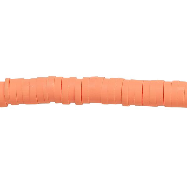 Bead, polymer clay, opaque orange, 6x1.5mm heishi. Sold per pkg of (2) 15-1/2" to 16" strands. image number 0