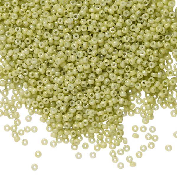 Seed bead, Miyuki, glass, pkg/35g, #15 rocaille, Duracoat® opaque outside dyed fennel, (RR-4473). image number 0