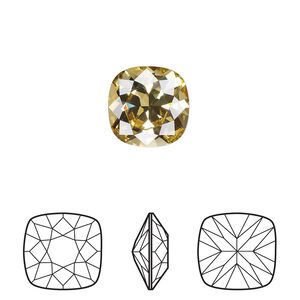 Fancy stone 1pkg72 dark jonquil foil back, Swarovski® ReCreated™ 12mm cushion 4470