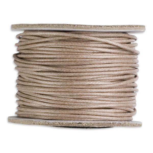Cord, waxed cotton, tan, 1mm round. Sold per 25-yard pkg. image number 0