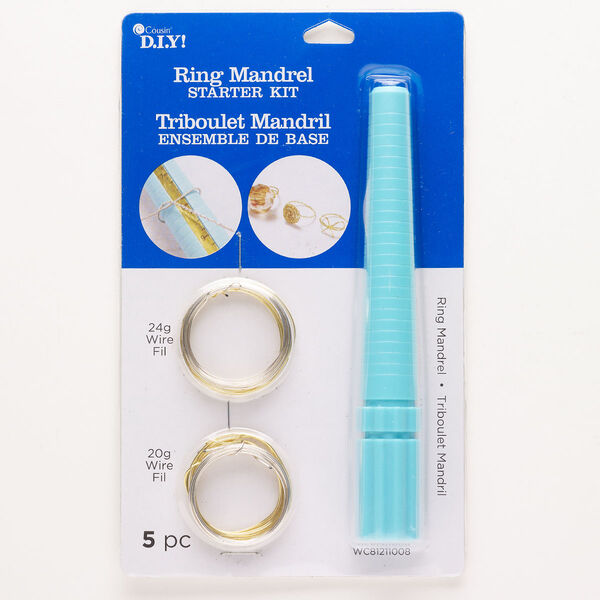 Mandrel and wire starter kit, copper and plastic, pkg/1, silver finish / gold finish / turquoise blue. image number 0