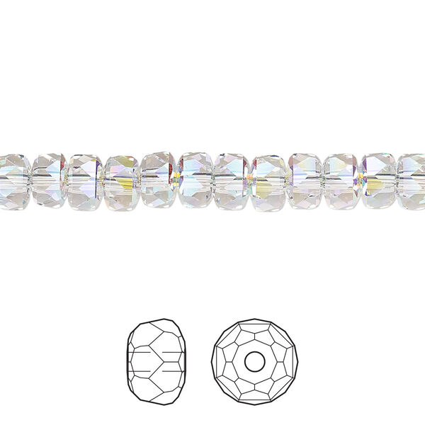 Bead 6pk crystal AB, Crystal Passions® 6x4mm rondelle 5045 image number 0