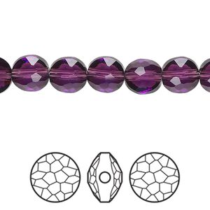 Bead 144pk amethyst, Swarovski® 8mm puffed round 5034