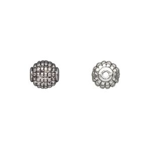 Bead, antique silver-plated "pewter" (zinc-based alloy), 8mm beaded round. Sold per pkg of 20.