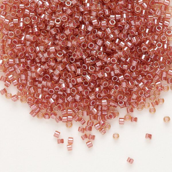 Seed bead, Delica®, glass, pkg/250g, #11 round, translucent salmon-lined luster topaz (DB-0913). image number 0