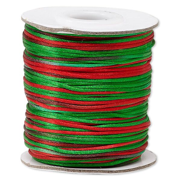 Cord, Satinique™, satin, Christmas, 1mm mini. Sold per 200-foot spool. image number 0