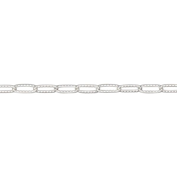Chain, sterling silver, 2.6mm textured paperclip. Sold per pkg of 5 feet. image number 0
