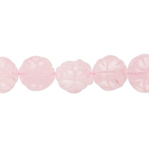 Rose quartz 1pkg1, hand-cut carved flower bead 15.5-16 inch 12mm