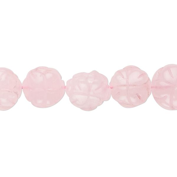 Rose quartz 1pkg1, hand-cut carved flower bead 15.5-16 inch 12mm image number 0