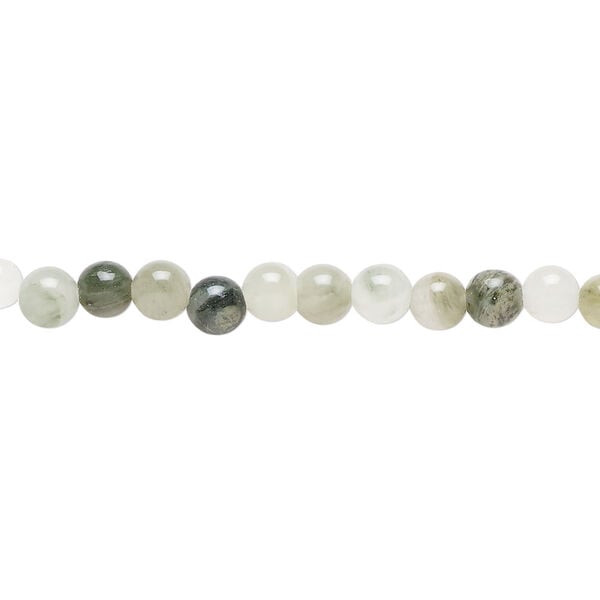Green line jasper 1pkg1, round bead natural, 15 inch 4-5mm image number 0