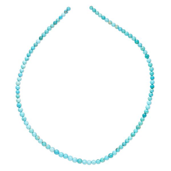 Kingman turquoise 1pkg1, hand-cut round bead 15.5-16 inch graduated 3.5-5.5mm image number 2