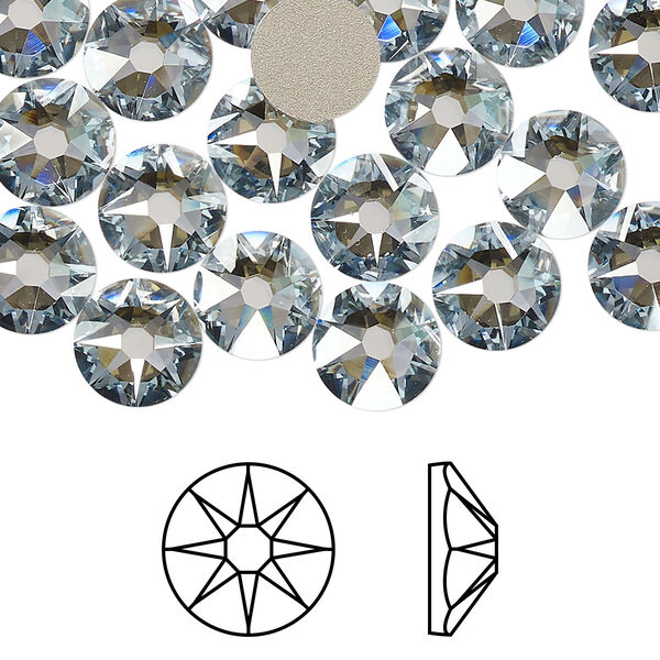 Flat back 12pk crystal blue shade foil back, Crystal Passions® 8.412-8.672mm rose round SS40 2088 image number 0
