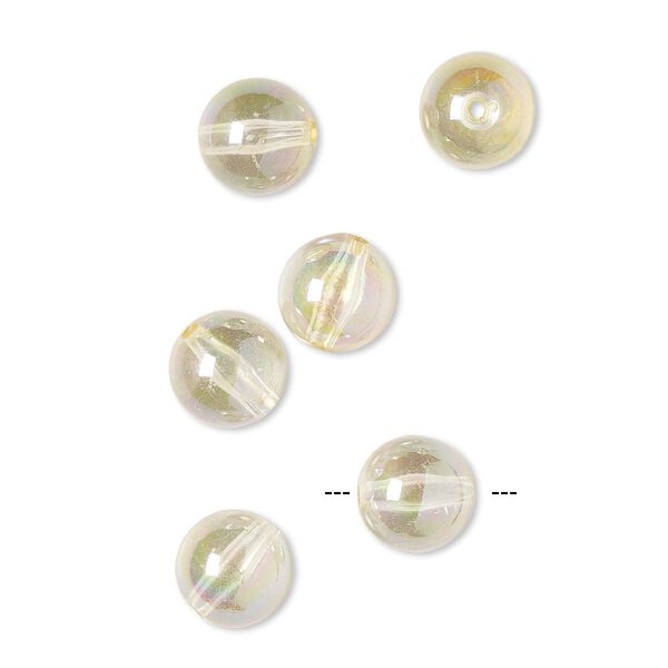 Bead, vintage Lucite®, acrylic, golden AB, 14mm round. Sold per pkg of 6. image number 0