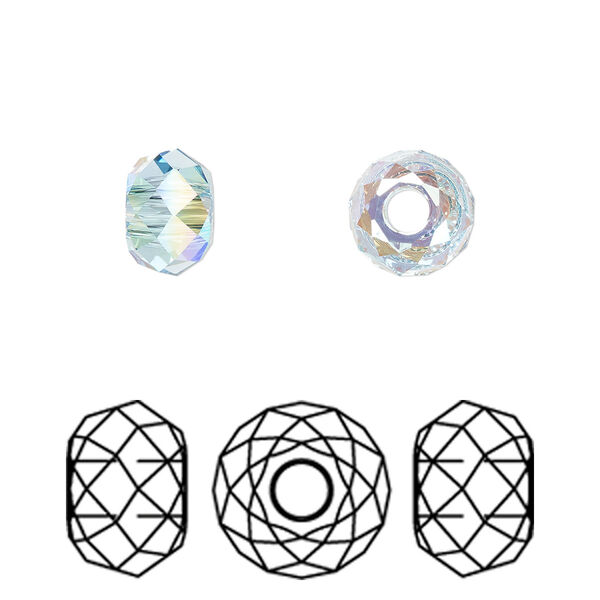 Bead 216pk aquamarine shimmer 2X, Swarovski® 8x5.3mm briolette XL hole 5042 image number 0