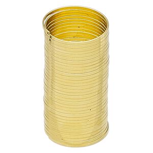 Memory wire, Beadalon®, gold-plated carbon steel, 3/4 inch flat ring, 1x0.5mm-1.2x0.6mm flat. Sold per 0.35-ounce pkg, approximately 33 loops.