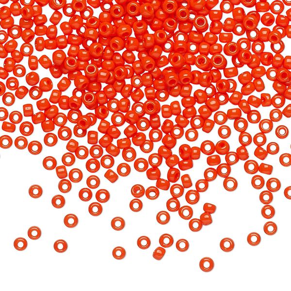 Seed bead, TOHO BEADS®, glass, pkg/7.5g, #11 round, opaque sunset orange (TR-11-50). image number 0