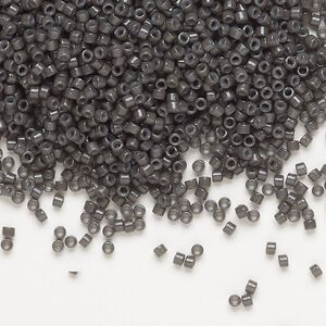 Seed bead, Delica®, glass, pkg/250g, #11 round, Duracoat® opaque outside dyed charcoal (DB-2368).