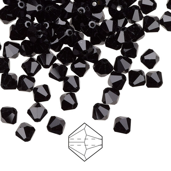 Bead 24pk jet, Preciosa Czech crystal 5mm bicone image number 0