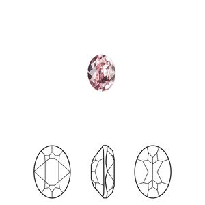 Fancy stone 4pk light rose foil back, Crystal Passions® 8x6mm oval 4120