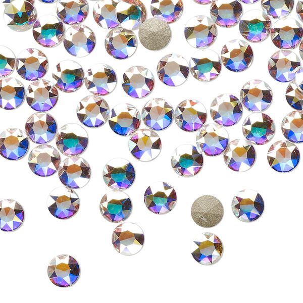 Round stone 72pk crystal AB foil back, Swarovski® 4.6-4.8mm light round SS20 1098 image number 0