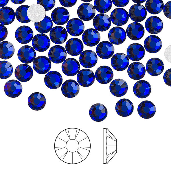 Flat back 144pk cobalt blue foil back, Preciosa MAXIMA Czech crystal hotfix rhinestone 4.6-4.8mm chaton rose round SS20 image number 0
