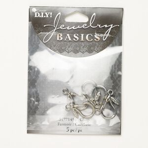 Clasp lobster claw 1pkg5 "pewter" (zinc alloy), 22x12mm, silver-finished steel 1-strand