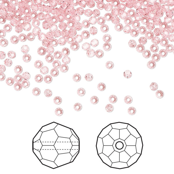 Bead 144pk light rose, Crystal Passions® 2mm round 5000 image number 0