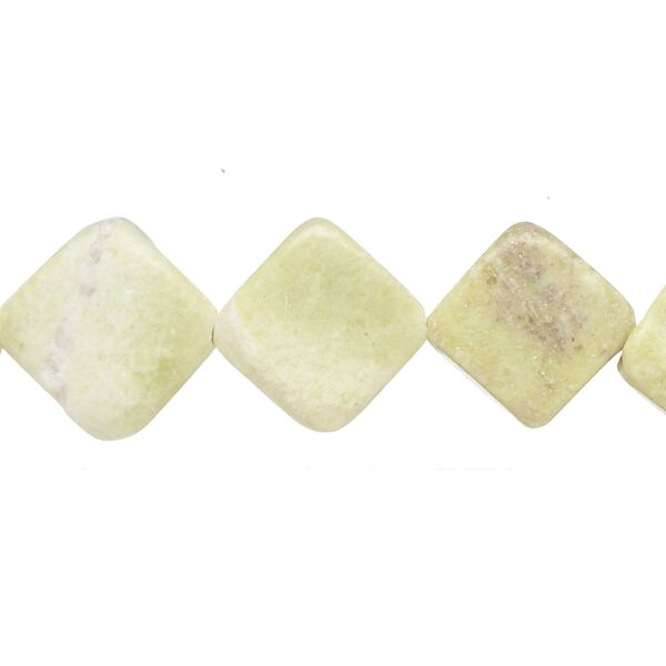 Peridot "jasper" 1pkg1, rounded flat diamond bead natural 15 inch 12x12mm-15x15mm image number 0