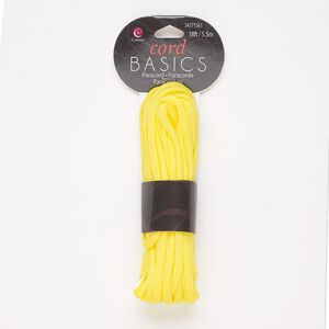 Cord, nylon, neon yellow, 4mm round. Sold per 18-foot pkg.